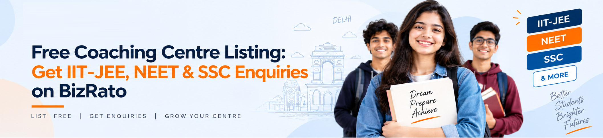 Free Coaching Centre Listing in Delhi: Get IIT-JEE, NEET & SSC Enquiries on BizRato