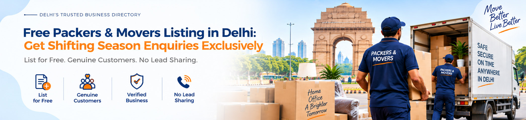 Free Packers & Movers Listing in Delhi: Get Shifting Season Enquiries Exclusively