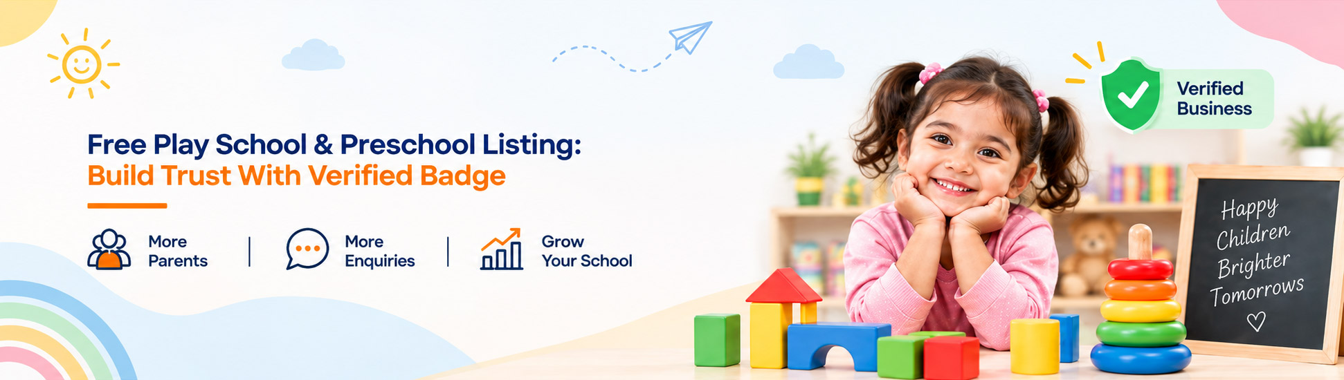 Free Play School & Preschool Listing in Delhi: Build Trust With Verified Badge