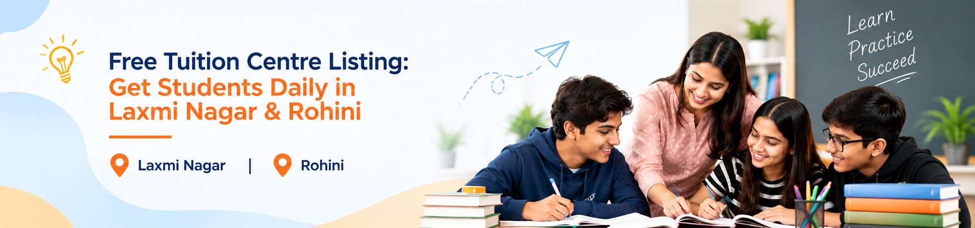 Free Tuition Centre Listing in Delhi: Get Students Daily in Laxmi Nagar & Rohini